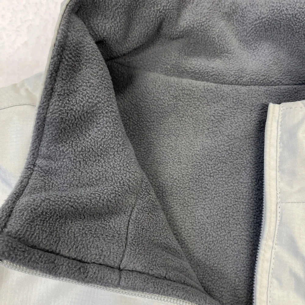 Mens IZOD Sleeveless Full‎ Zip Fleece Lined Vest Jacket Beige/Gray Sz Large